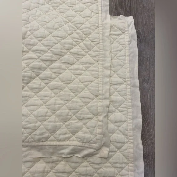 Pottery Barn Belgian Flax Linen Diamond Quilted Euro Shams - Classic Ivory - Picture 12 of 14